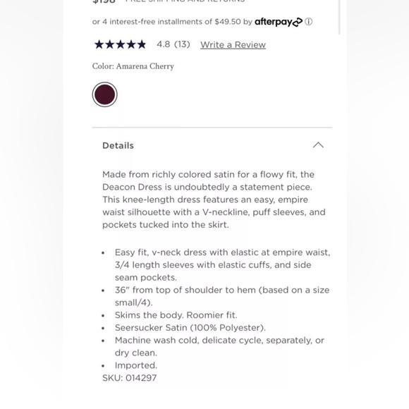 Lilly Pulitzer Amarena Cherry Deacon 3/4 Sleeve V-neck Dress Size 8 NEW NWT $198 - Picture 3 of 4